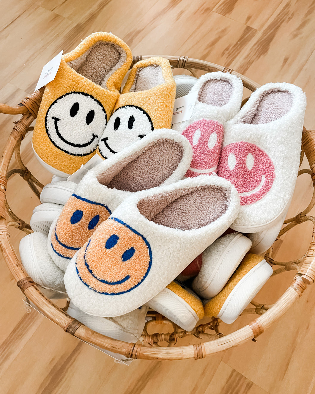 Retro Smiley Face Slippers - Womens